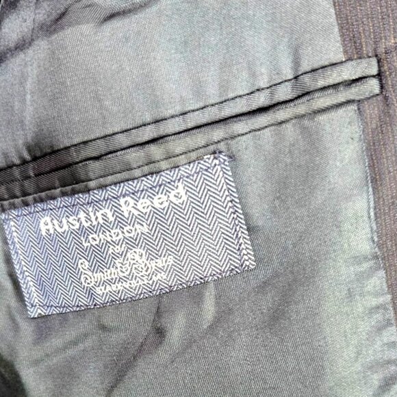 Austin Reed Navy Pinstripe 3 Button Vintage Career Business Blazer Jacket 42R - Picture 8 of 11